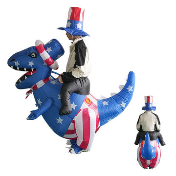 Independence Day Inflatable Costumes Blow Up 4th of July Inflatable Dinosaur Costume with Hat
